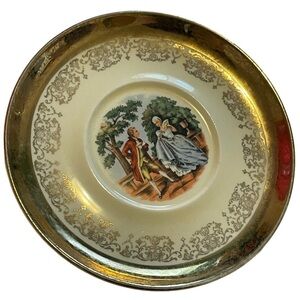Vintage 22K Sabin Crest of Gold Saucer Plate